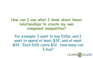 How can I use what I know about linear relationships to create my own compound inequalities?