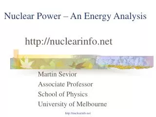 nuclear power an energy analysis