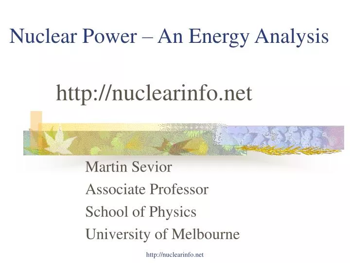 nuclear power an energy analysis