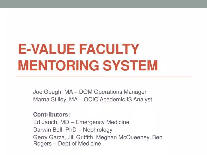 e value faculty mentoring system