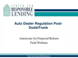 Auto Dealer Regulation Post-Dodd/Frank