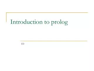 Introduction to prolog