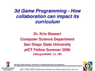 3d Game Programming - How collaboration can impact its curriculum