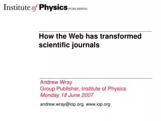 How the Web has transformed scientific journals
