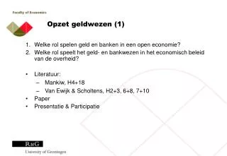 opzet geldwezen 1
