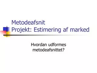 metodeafsnit projekt estimering af marked