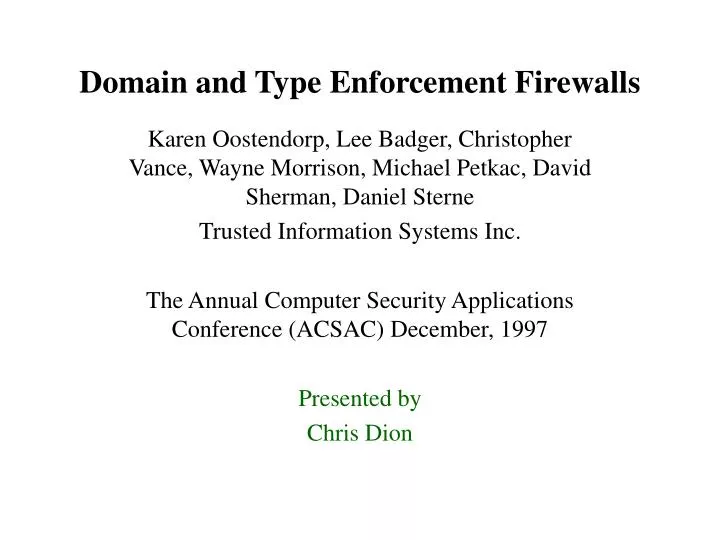 domain and type enforcement firewalls