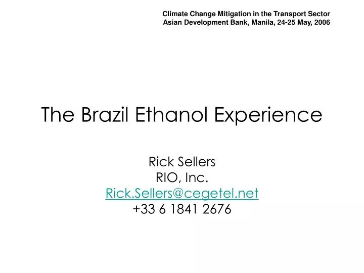 the brazil ethanol experience