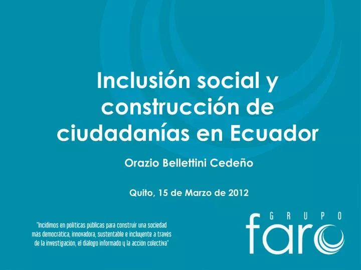 inclusi n social y construcci n de ciudadan as en ecuador