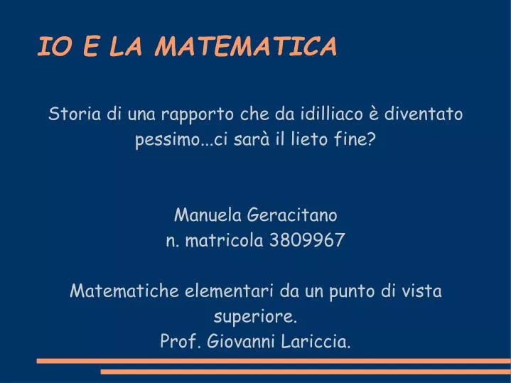 io e la matematica