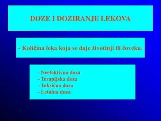 doze i doziranje lekova