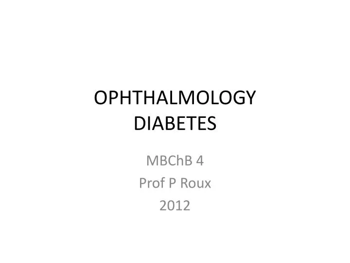 ophthalmology diabetes