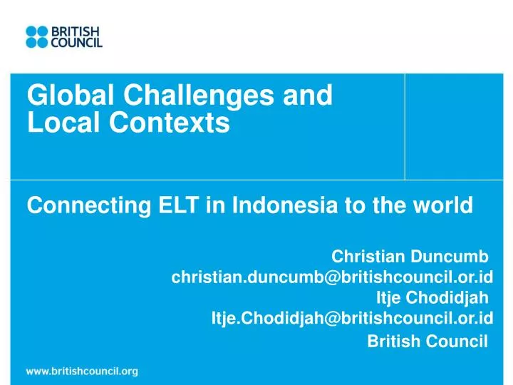 global challenges and local contexts