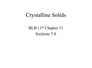 Crystalline Solids