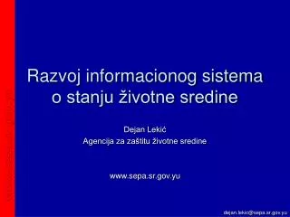 razvoj informacionog sistema o stanju ivotne sredine