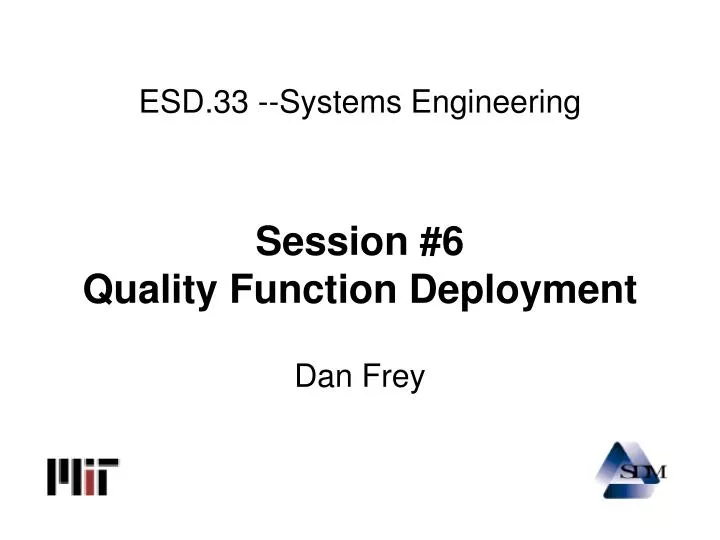 esd 33 systems engineering session 6 quality function deployment