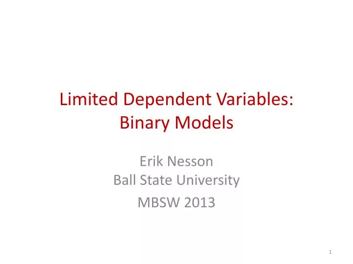 limited dependent variables binary models