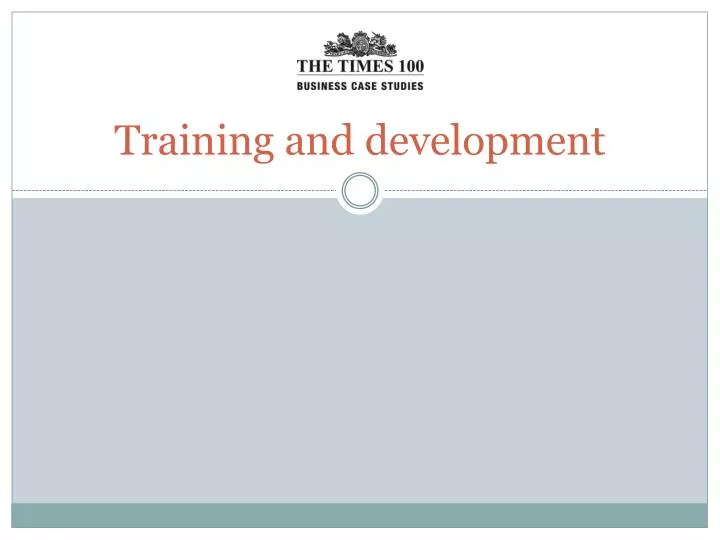 training and development