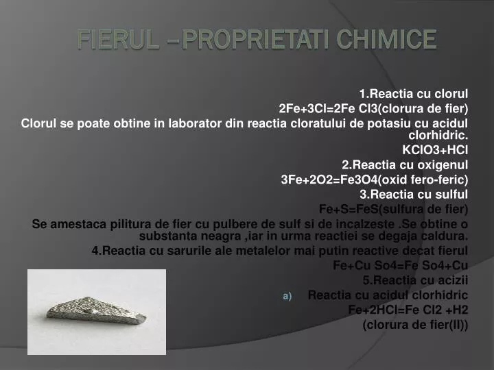 fierul proprietati chimice