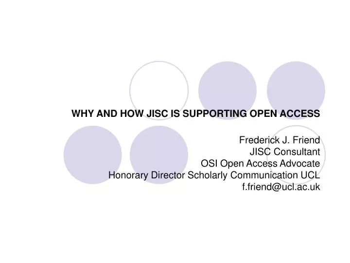 why and how jisc is supporting open access