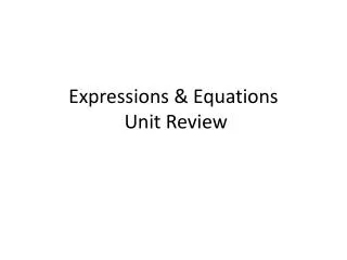 Expressions &amp; Equations Unit Review