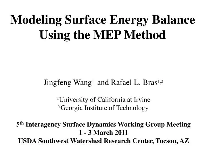modeling surface energy balance using the mep method