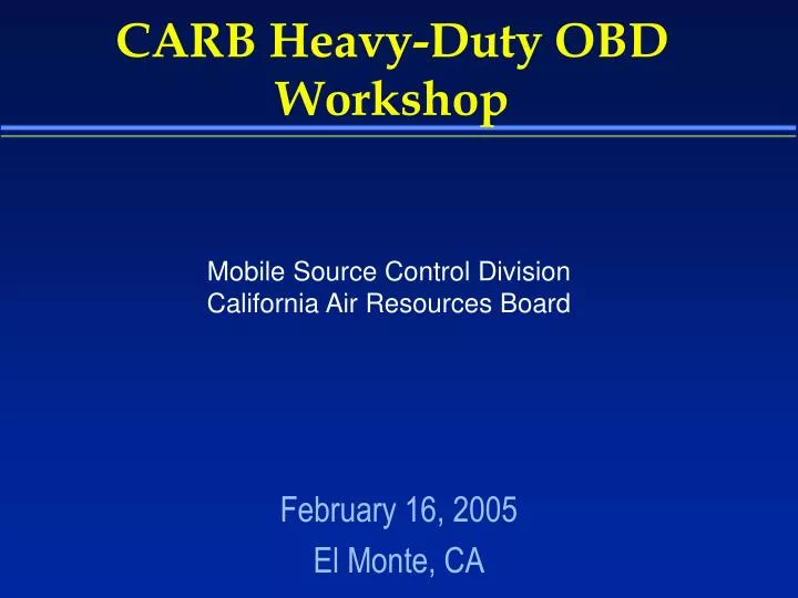 carb heavy duty obd workshop