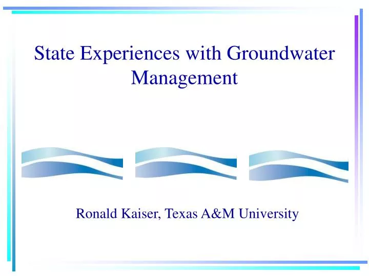 state experiences with groundwater management
