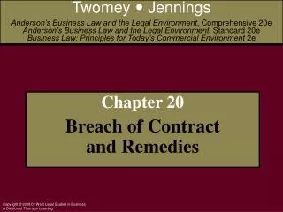 Chapter 20 Breach of Contract and Remedies