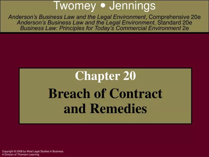 chapter 20 breach of contract and remedies