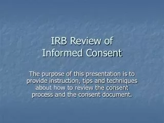 irb review of informed consent