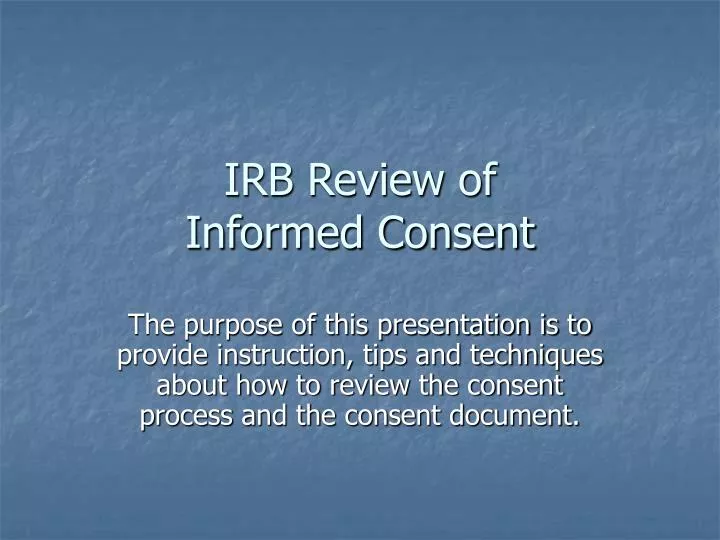 irb review of informed consent