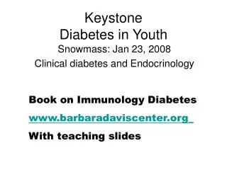 Keystone Diabetes in Youth