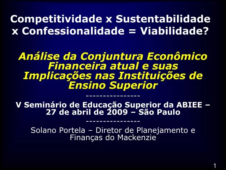 competitividade x sustentabilidade x confessionalidade viabilidade