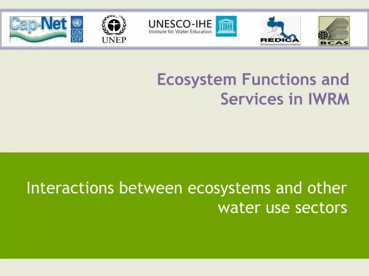 ecosystem functions and services in iwrm