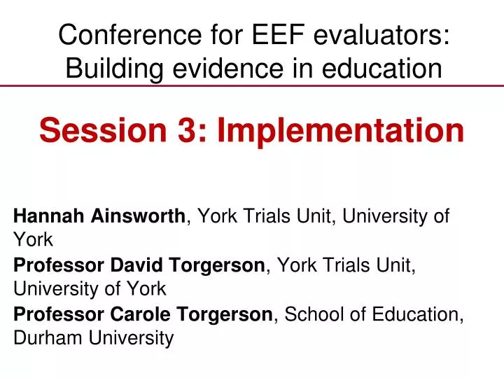 conference for eef evaluators building evidence in education