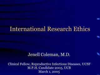International Research Ethics