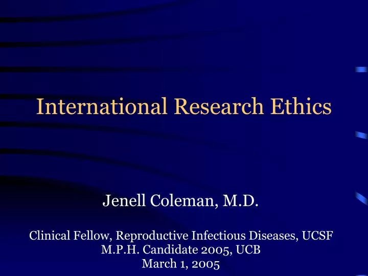 international research ethics