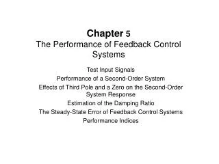 Chapter 5 The Performance of Feedback Control Systems
