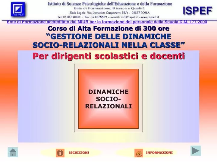 corso di alta formazione di 300 ore gestione delle dinamiche socio relazionali nella classe