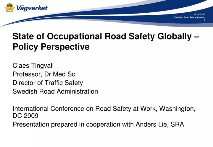 state of occupational road safety globally policy perspective