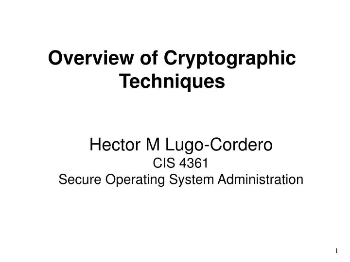 overview of cryptographic techniques