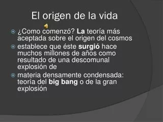 el origen de la vida