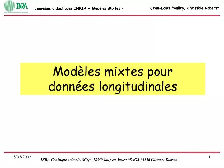 mod les mixtes pour donn es longitudinales