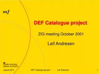 DEF Catalogue project
