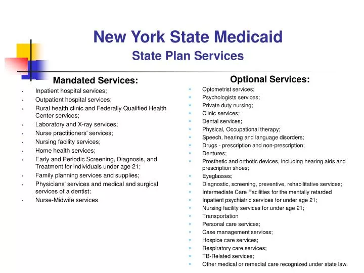 new york state medicaid state plan services