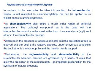 Preparative and Stereochemical Aspects