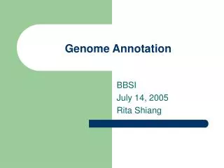 Genome Annotation