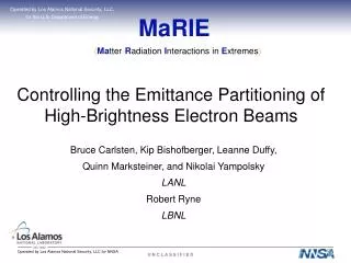 MaRIE Controlling the Emittance Partitioning of High-Brightness Electron Beams