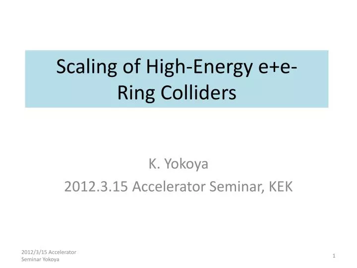 scaling of high energy e e ring colliders